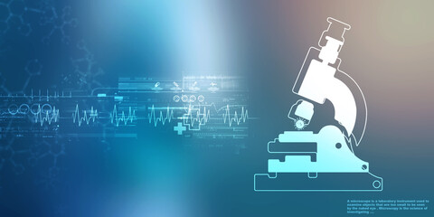 2d rendering virus testing Microscope with medicine bottle