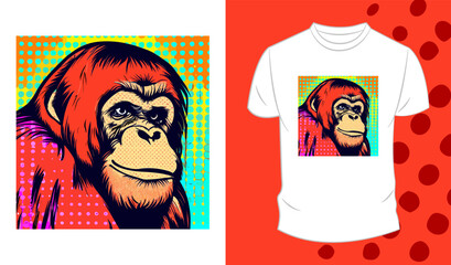Vector graphic  t-shirt design,  with orangutan