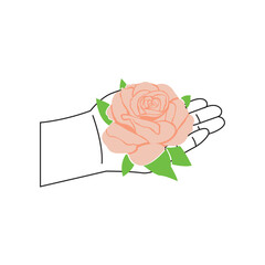 rose with hand and letter