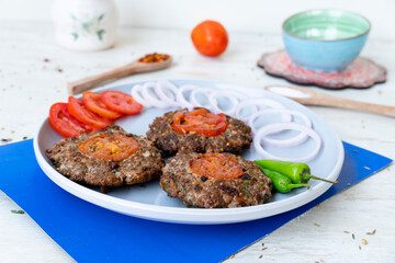 chapli kabab dish isolated on background top view pakistani food