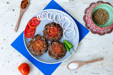 chapli kabab dish isolated on background top view pakistani food