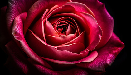 Passionate pink rose petal symbolizes love fragility generated by AI