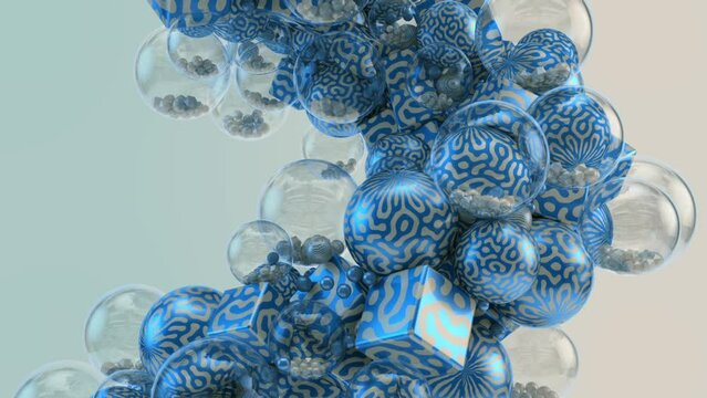 Blue Orbs and cubes loop background
