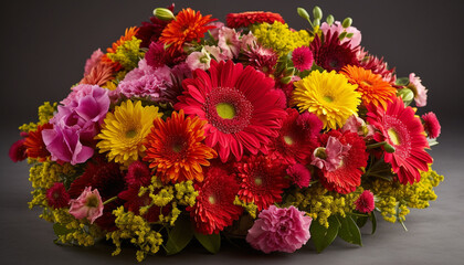 Vibrant bouquet of multi colored gerbera daisies generated by AI