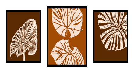 Fototapeta na wymiar Set of 3 botanical printable illustrations.