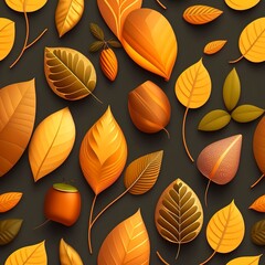 autumn leaves seamless pattern. Created with generative AI