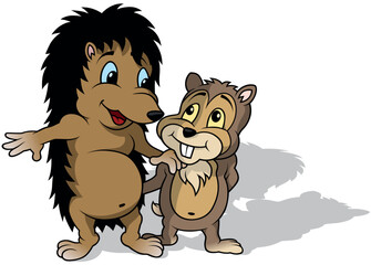 The Brown Hedgehog and the Ground Squirrel Like Friends