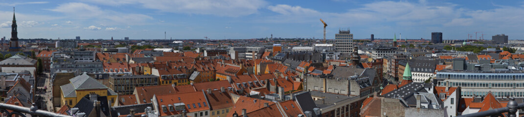 Fototapeta na wymiar Panoramic view of Copenhagen from the tower Rundetaarn, Europe, Northern Europe 