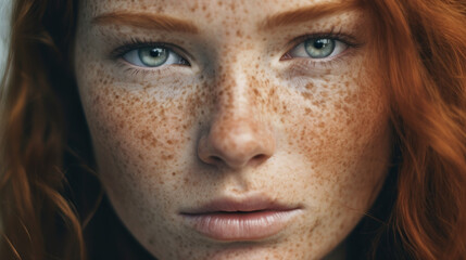 Woman with Freckles Generative Ai