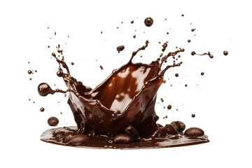 Dynamic Coffee Bean Splash drop on Isolated Transparent Background