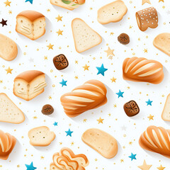 Bread tasty cartoon repeat pattern