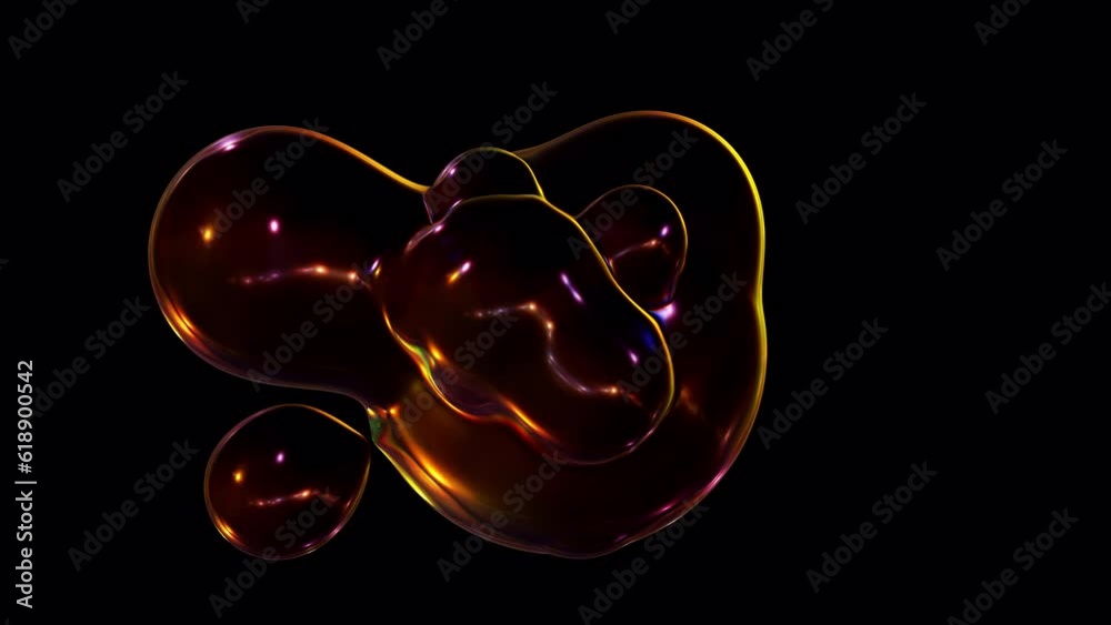 Aufkleber liquid blobs transform with a metaball animation. 3d abstract multicolor metaballs on a background o