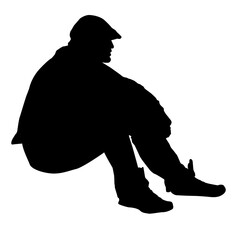 Obraz premium Silhouette of a man sitting on the ground, vector illustration