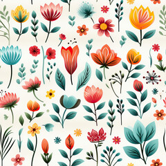 Botanical floral seamless repeat simple pattern
