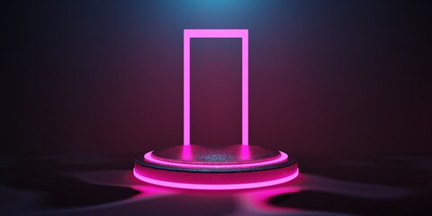 futuristic gaming esports background abstract wallpaper, cyberpunk style scifi game, stage concert scene in pedestal display room, led neon glow light, 3d illustration rendering