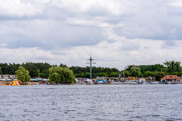 Fototapeta na wymiar Ślesin, Poland. Resort. Yacht port on the Goplo river