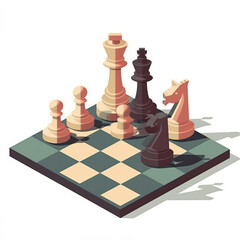 A Captivating Vector Illustration Depicting a Masterful Assembly of Chess Pieces, forming a tapestry of tension and strategy Generative AI.