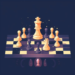 A Captivating Vector Illustration Depicting a Masterful Assembly of Chess Pieces, forming a tapestry of tension and strategy Generative AI.