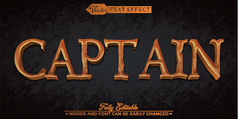 Fototapeta na wymiar Wooden Captain Editable Text Effect Template