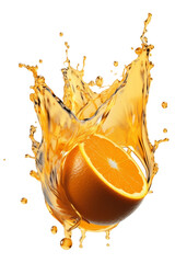 Bursting Fresh Orange Splash on Isolated Transparent Background