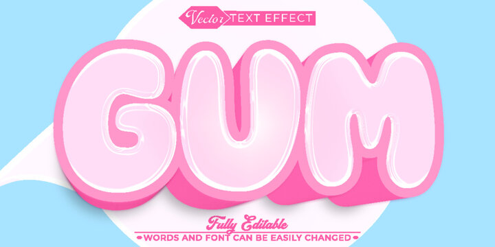 Cartoon Bubblegum Vector Editable Text Effect Template