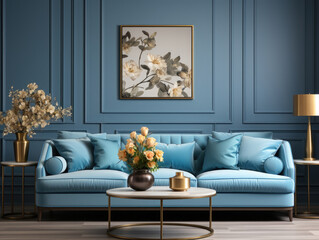 Modern Interior Of Living Room, Mockups Design 3D, High-quality Mockups, Generative Ai