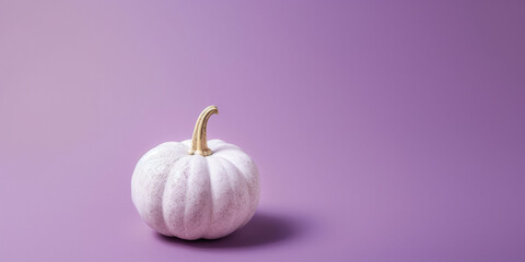 A white pumpkin sitting on top of a purple surface. Generative AI.