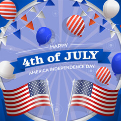 Happy 4th of July Vector Illustration. Suitable for greeting card, poster and banner. Illustration Of Independence Day.
