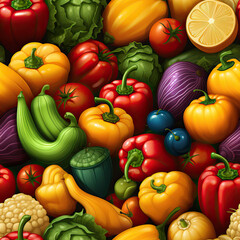 Peppers vegetables variety colorful repeat pattern