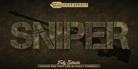 Army Camouflage Sniper Vector Editable Text Effect Template