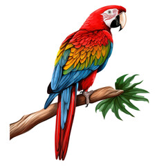 Naklejka premium Red macaw isolated. Illustration AI Generative.