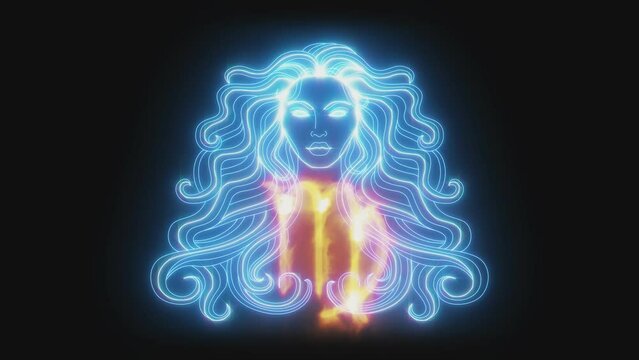 2d animated glowing zodiac sign of Virgo