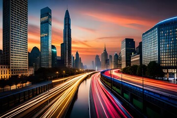 Fototapeta premium city at night generated Ai.