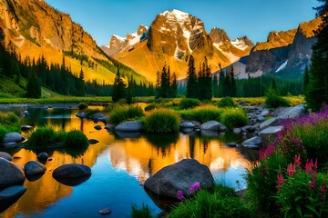 lake in the mountains generated Ai.