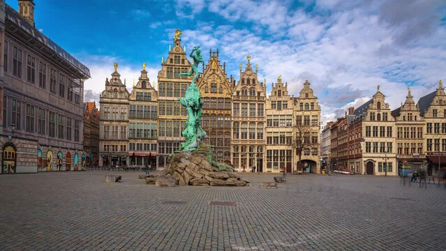 Antwerp, Belgium - March 3, 2020: The Grote Markt central square.