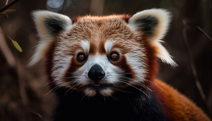 Fluffy lemur staring, playful and cute portrait generated by AI