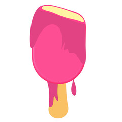 Strawberry vanilla popsicle ice cream melting illustration clipart cartoon