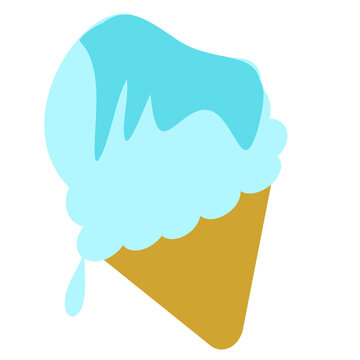 Sherbet ice cream cone melting illustration clipart cartoon