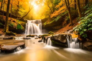 waterfall in autumn Generated by ai