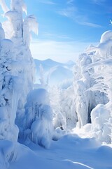 Fototapeta na wymiar Beautiful Rime snow scenery amazing nature rime