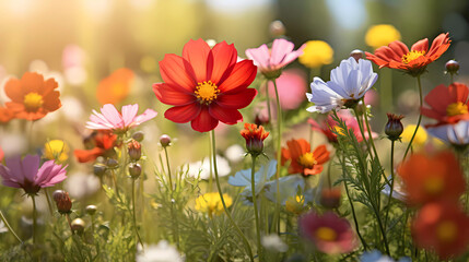 Bright wildflowers with a beautiful blurred background.