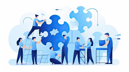 Business concept. Team metaphor. people connecting puzzle