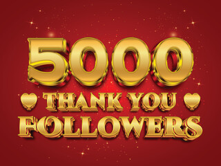 Thank you 5k followers, social media followers celebration vector