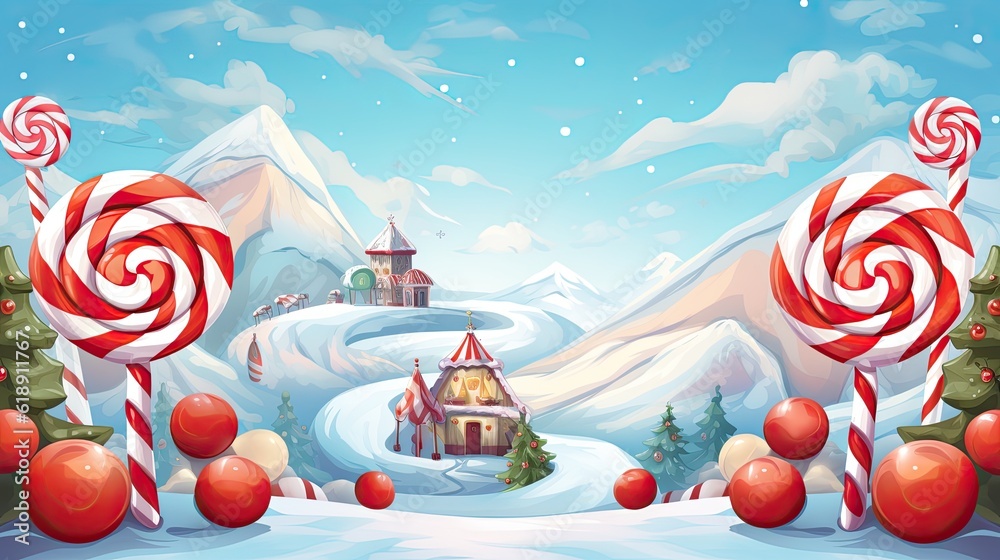 Poster christmas wallpaper illustration winter landscape with trees and snow with copy text space