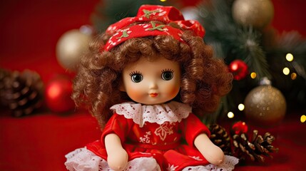 Christmas doll santa claus doll on white