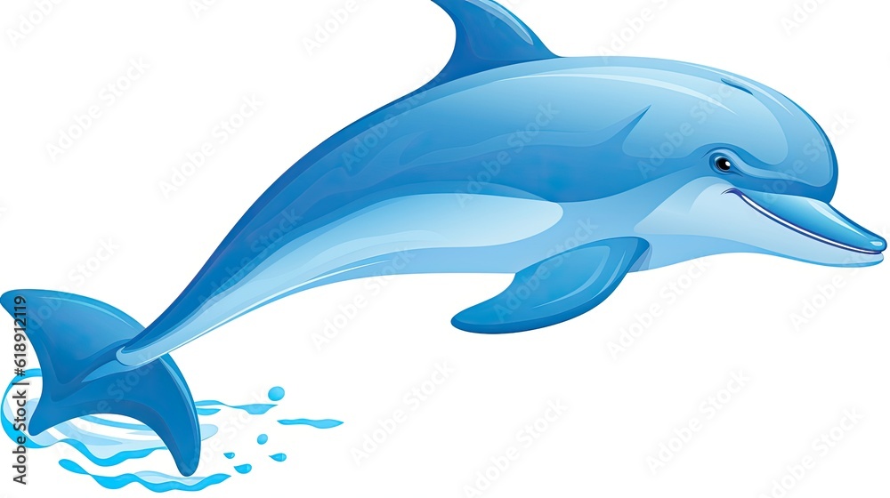 Wall mural dolphin isolated on white background