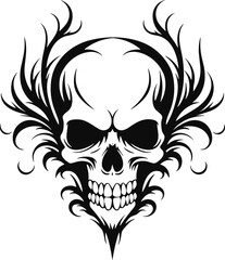Vector Skull design for tattoos and decorations on T-shirts isolated on white background
