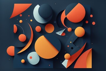 a black and orange abstract background with circles and shapes on it, with a black background with orange and white shapes and a black background with orange and gray circles on it's -.