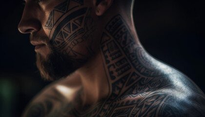 Adorned men showcase creativity with body ink generated by AI