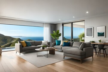 Modern living room with furniture Generative AI